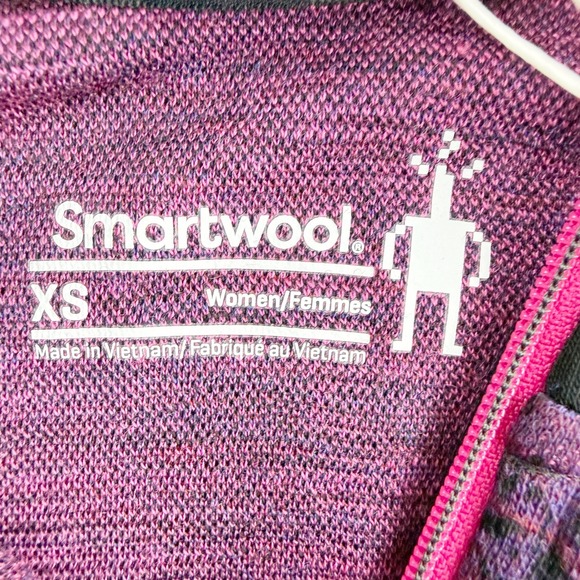 Smartwool Baselayer Womens 1/4 Zip Thermal Merino Size XS Purple Iris Floral NWT - Picture 3 of 11